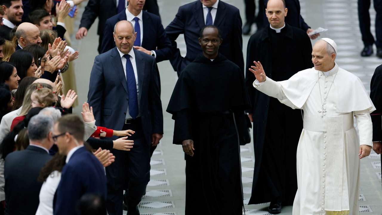 Pope Leo XIV meets employees of the Roman Curia, the Governorate of the Vatican City State, and the Vicariate of Rome and their families, at the Vatican