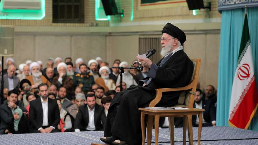 Iran's Supreme Leader Ayatollah Ali Khamenei speaks during a meeting in Tehran