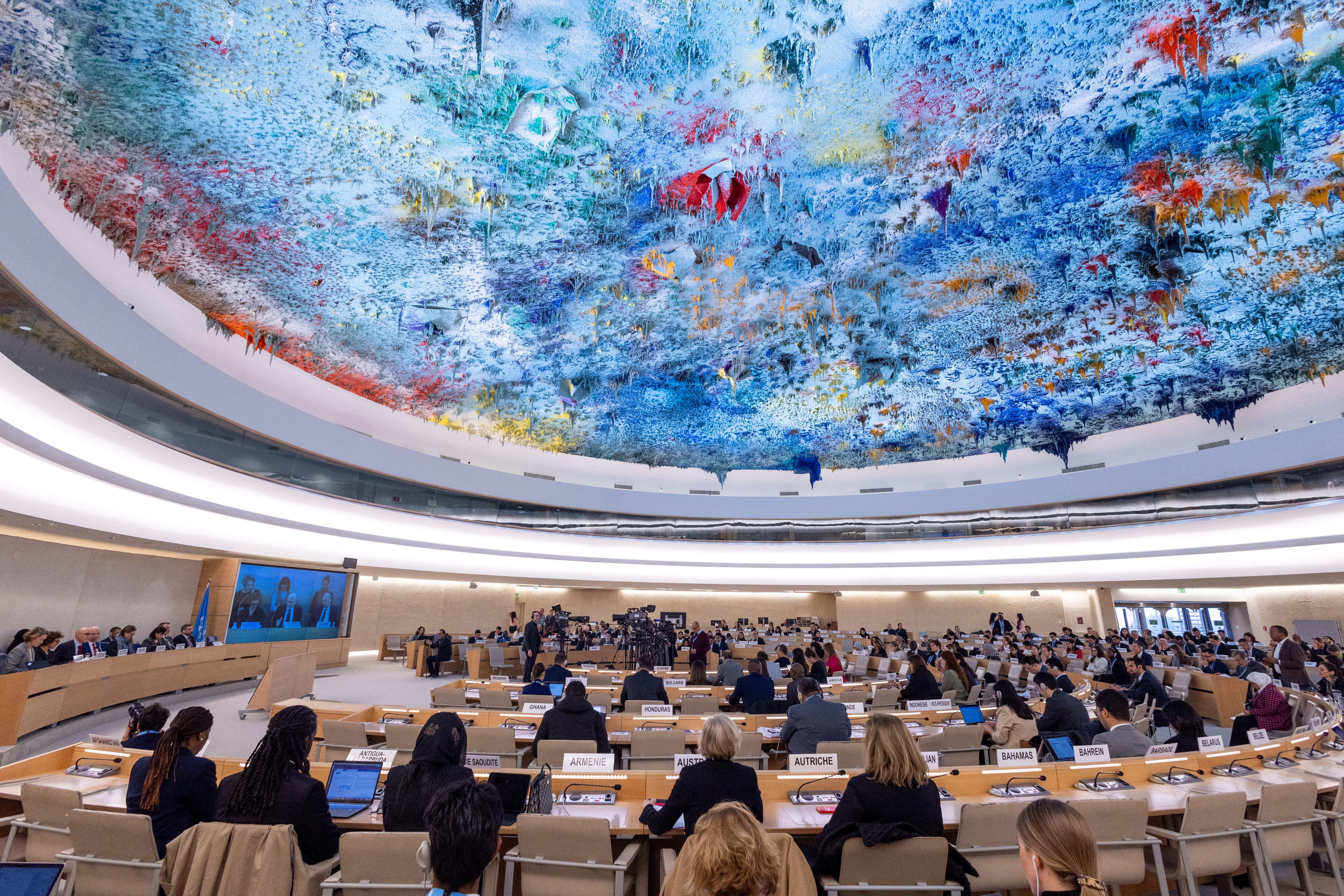 Turk UN High Commissioner for Human Rights addresses the Human Rights Council in Geneva