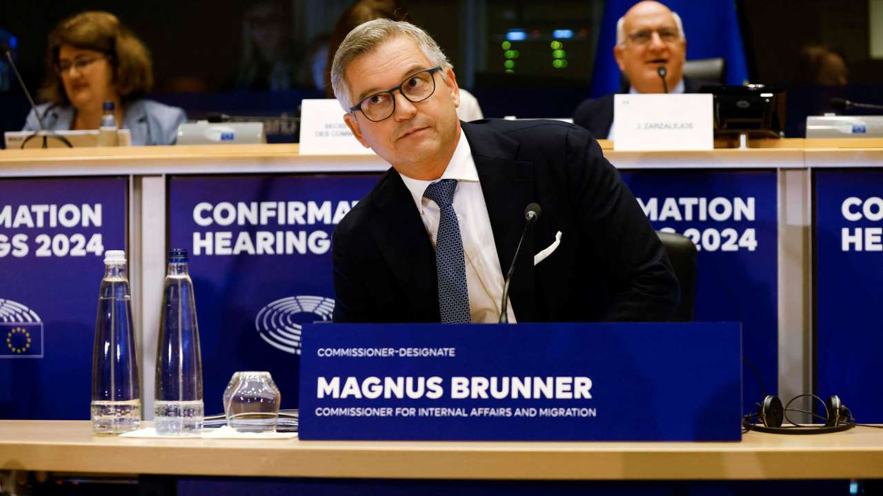Magnus Brunner faces a confirmation hearing before a European Parliament committee, in Brussels