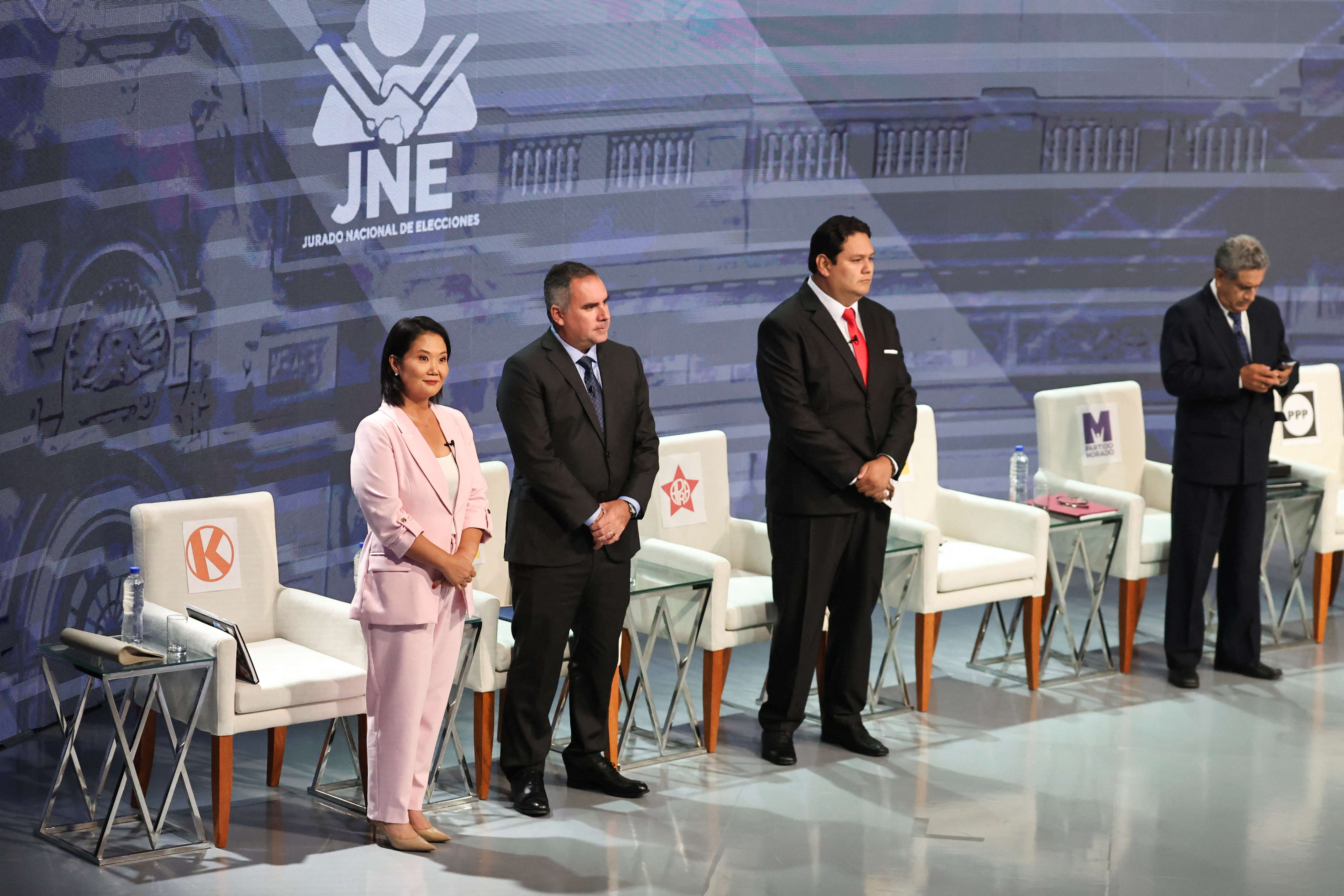 Peruvian presidential candidates face off in a televised debate in Lima