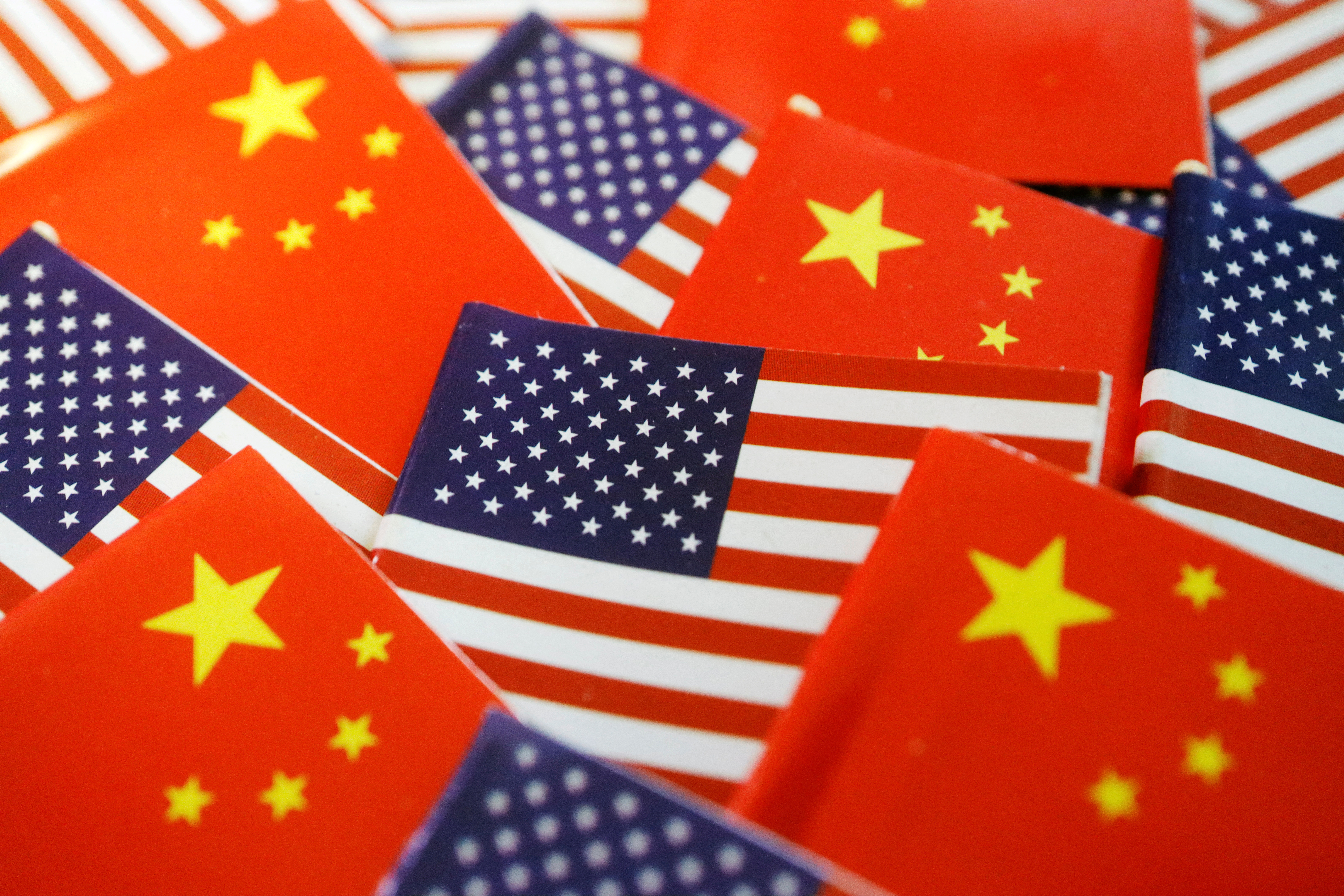 FILE PHOTO: Illustration picture of U.S. and Chinese flags