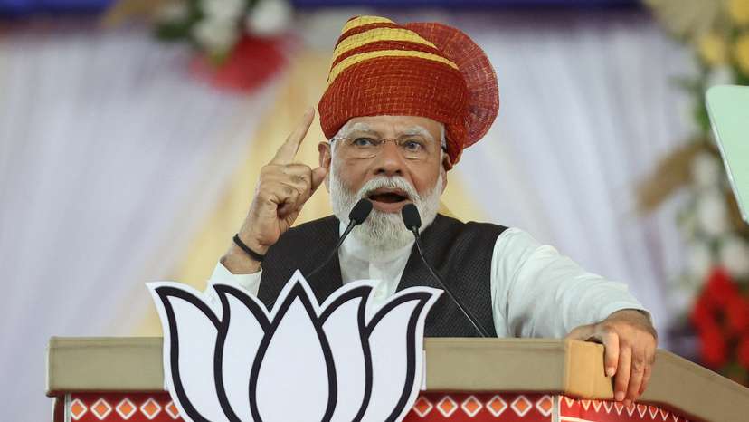 FILE PHOTO: India's Prime Minister Narendra Modi during an election campaign rally in Himmatnagar