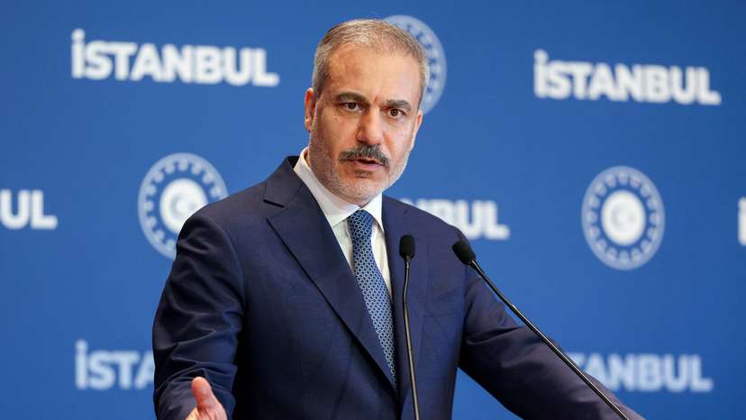 Turkey's Foreign Minister Fidan speaks during a press conference in Istanbul