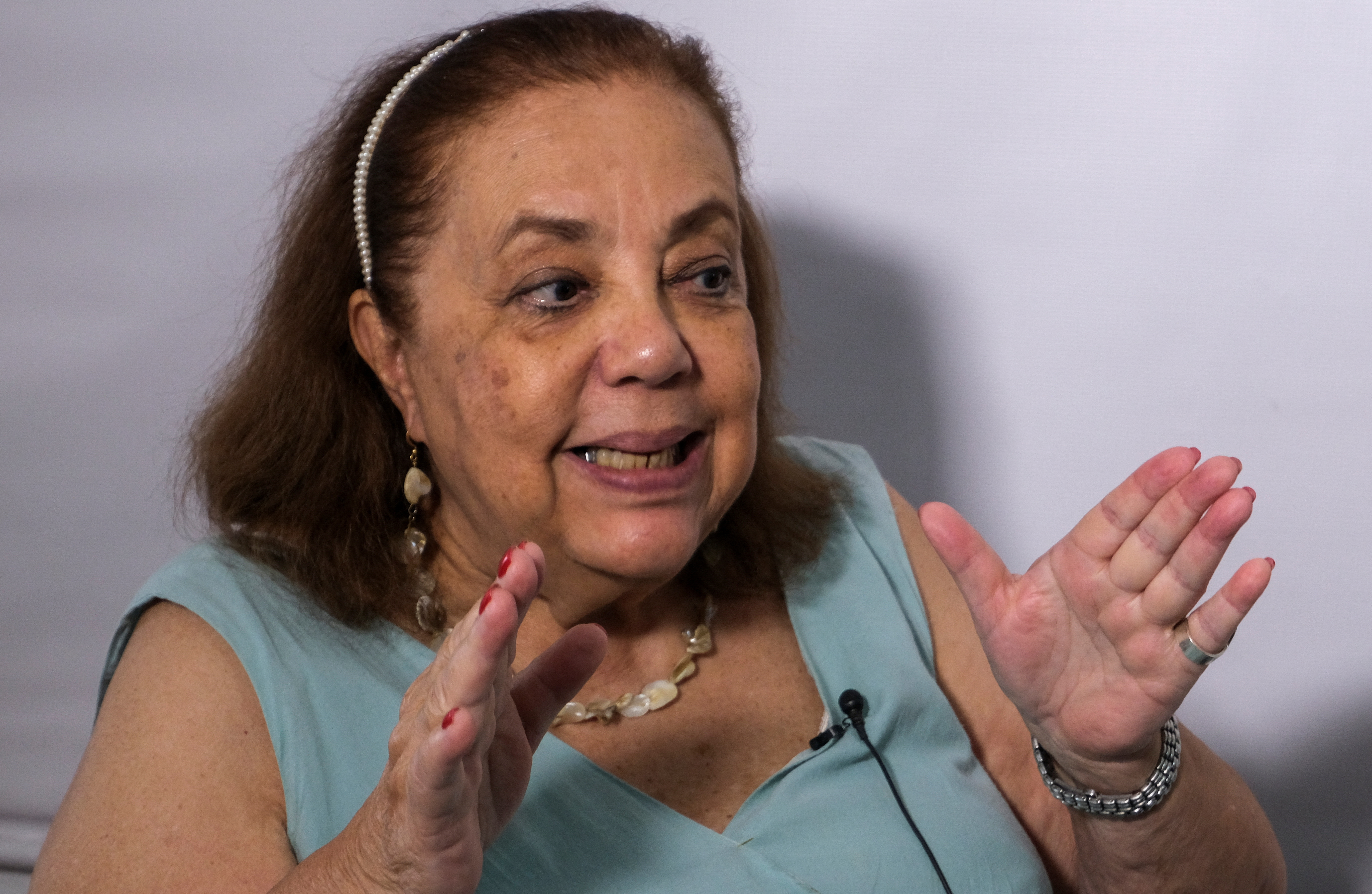 Venezuela's aspiring opposition presidential candidate Corina Yoris speaks to Reuters, in Caracas
