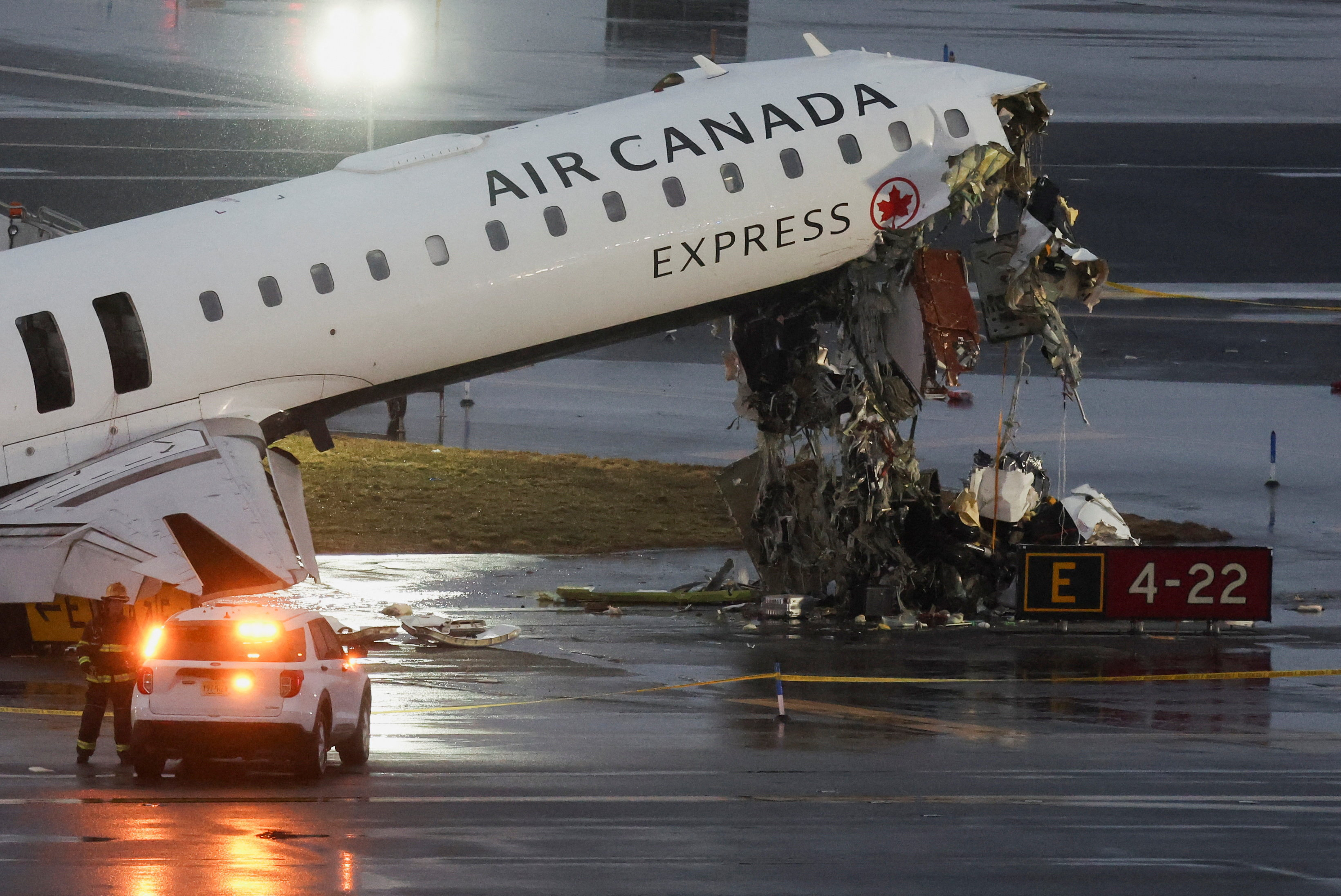 Air Canada Express jet collides with a ground vehicle at LaGuardia airport