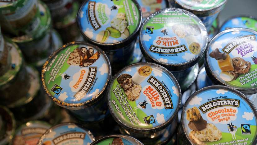 FILE PHOTO: Ben & Jerry's ice cream on display in a store in Manhattan, New York City, U.S.