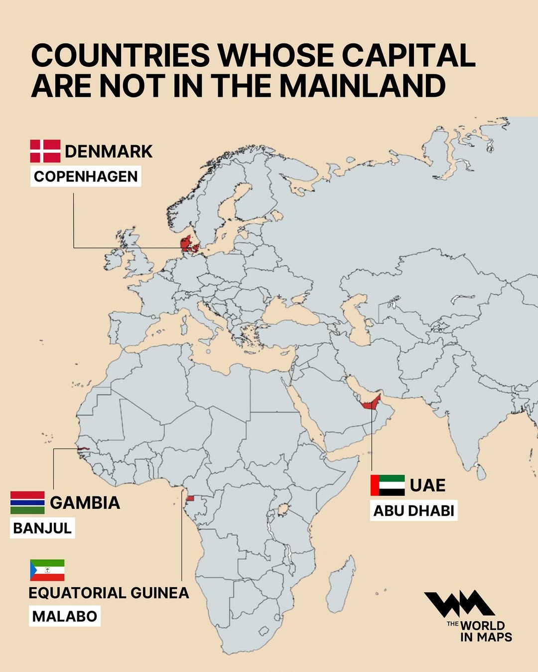 Did you know that some countries have their capital cities located outside their continental mai