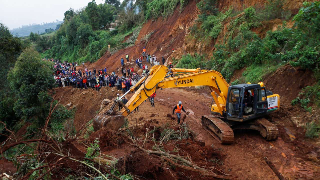 Landslide following heavy rains within Matathia area of Kimende Escarpment, in Kiambu County