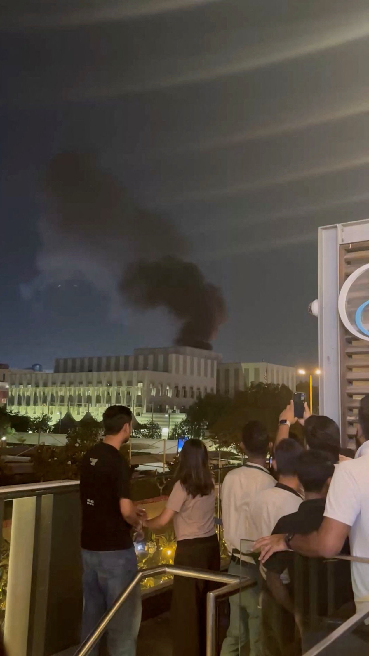 Smoke billows from an area near the U.S. Consulate in Dubai