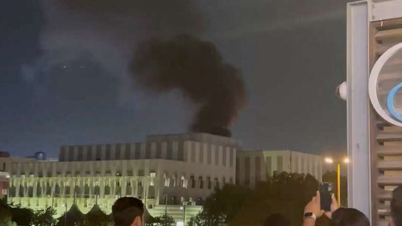 Smoke billows from an area near the U.S. Consulate in Dubai