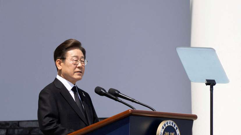 FILE PHOTO: South Korean President Lee Jae-myung attends the 70th Memorial Day ceremony