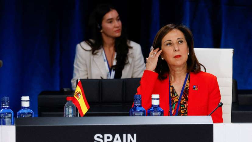 FILE PHOTO: Spanish Defence Minister Margarita Robles attends a roundtable discussion during a NATO summit in Madrid