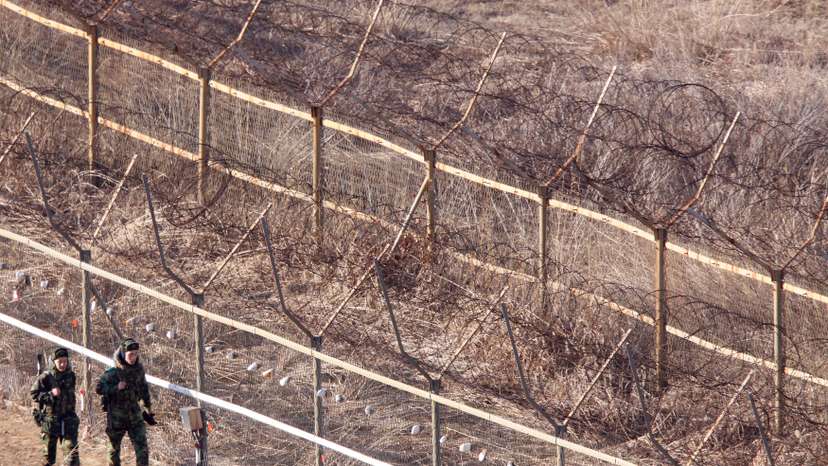 South Korean soldiers patrol near the demilitarized zone separating the two Koreas in Goseong