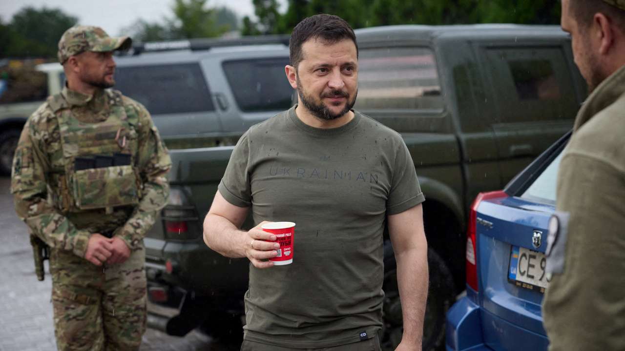Ukraine's President Zelenskiy visits Donetsk region