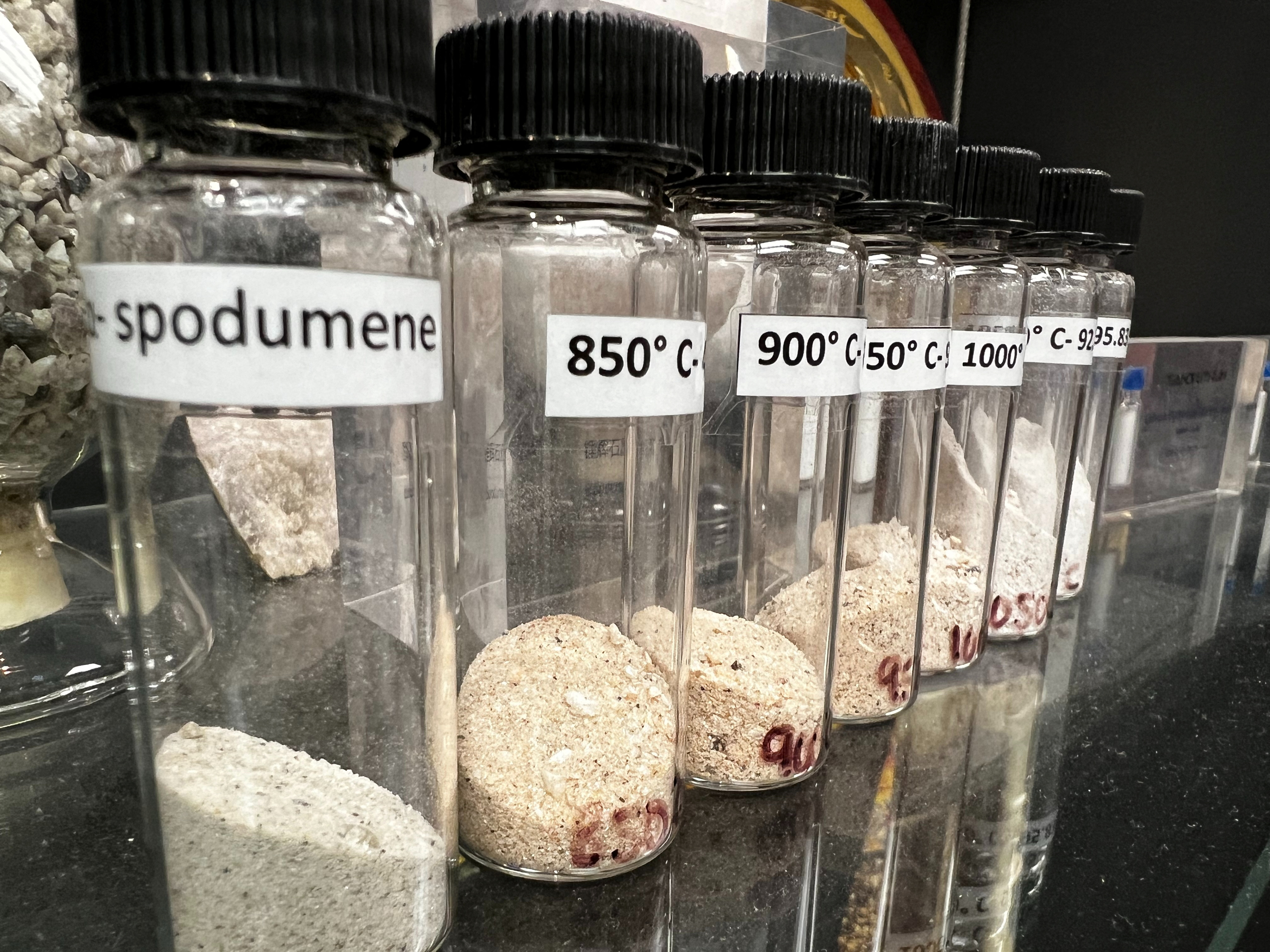 A display shows lithium ore spodumene, in Perth