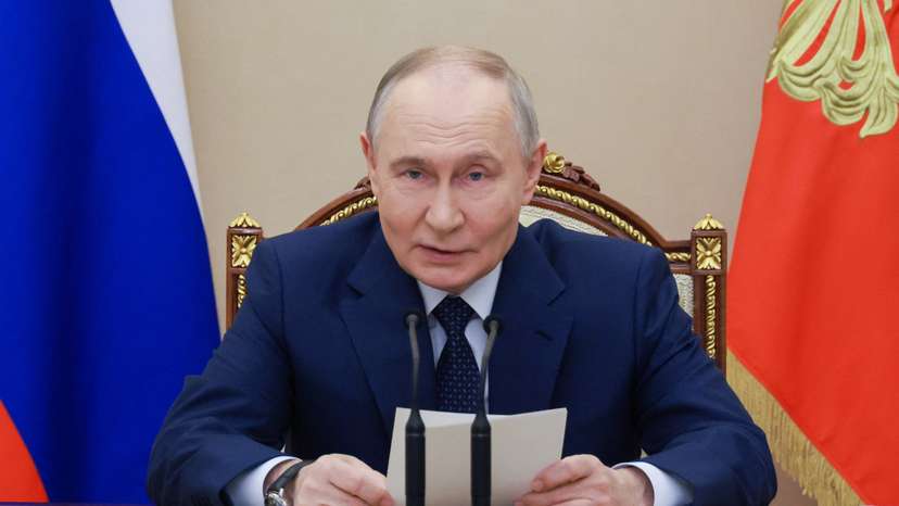 Russian President Vladimir Putin chairs a meeting on arms production in Moscow