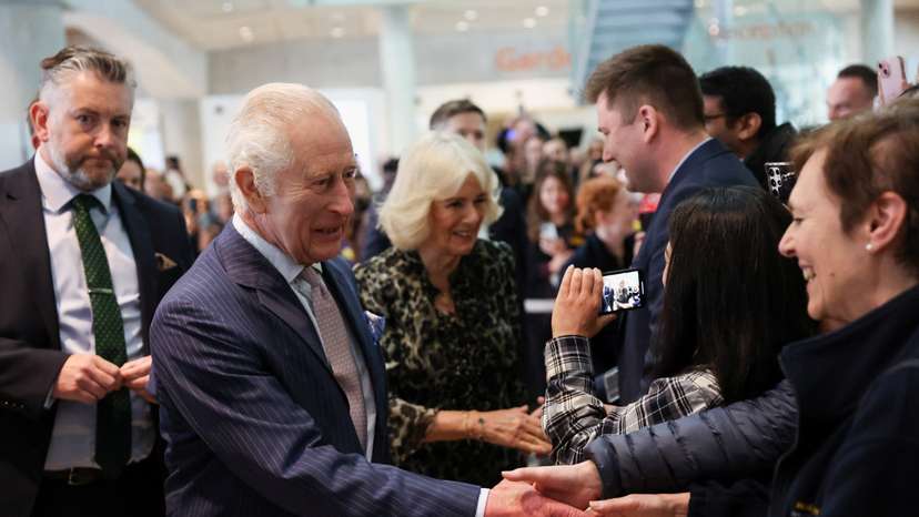 Britain's King Charles and Queen Camilla visit the University College Hospital Macmillan Cancer Centre, in London