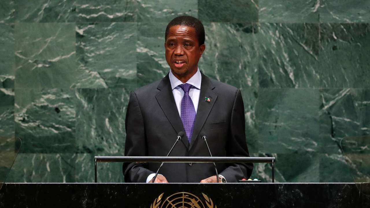 Zambia's President Edgar Chagwa Lungu addresses the 74th session of the United Nations General Assembly at U.N. headquarters in New York City, New York, U.S.