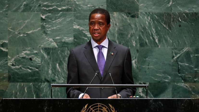 Zambia's President Edgar Chagwa Lungu addresses the 74th session of the United Nations General Assembly at U.N. headquarters in New York City, New York, U.S.