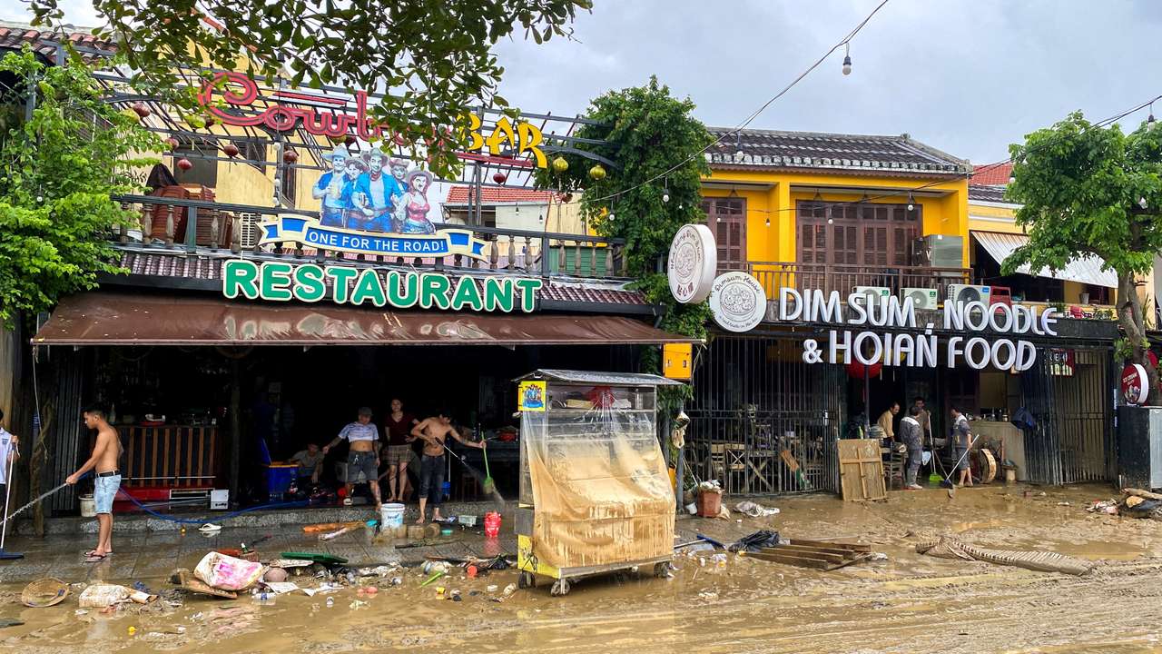 Floods triggered by record levels of rainfall in Hoi An, Vietnam