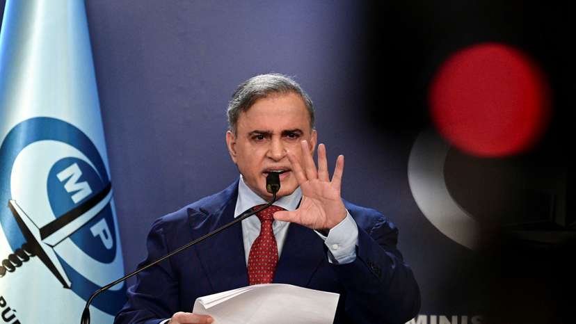 Venezuela's Attorney General Tarek Saab addresses the media in Caracas