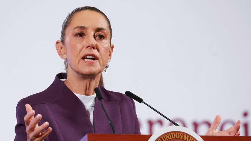 Mexican President Claudia Sheinbaum holds a press conference to announce response to U.S. tariffs in Mexico City