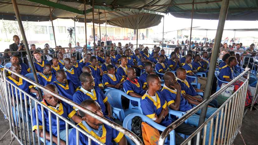 FILE PHOTO: People suspected of involvement in an attempted coup in Congo are shown in Kinshasa