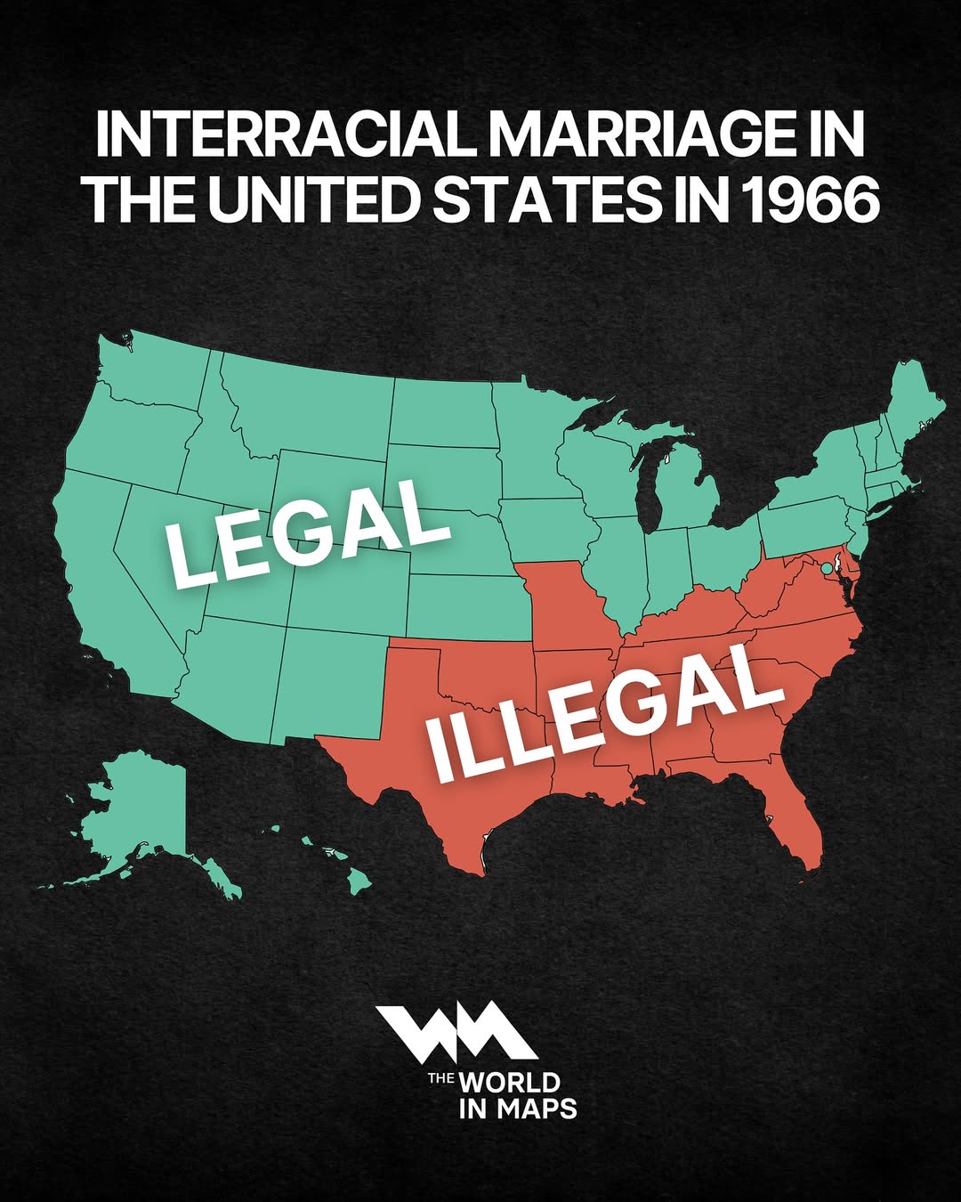 In 1966, interracial marriage was still illegal in many U.S. states, mostly across the South. It