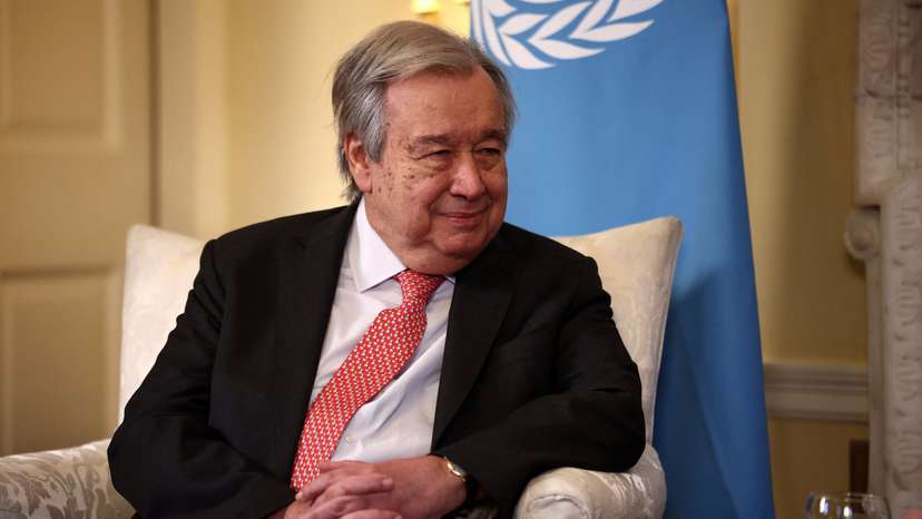 Britain's Prime Minister Keir Starmer meets United Nations Secretary-General Antonio Guterres at 10 Downing Street