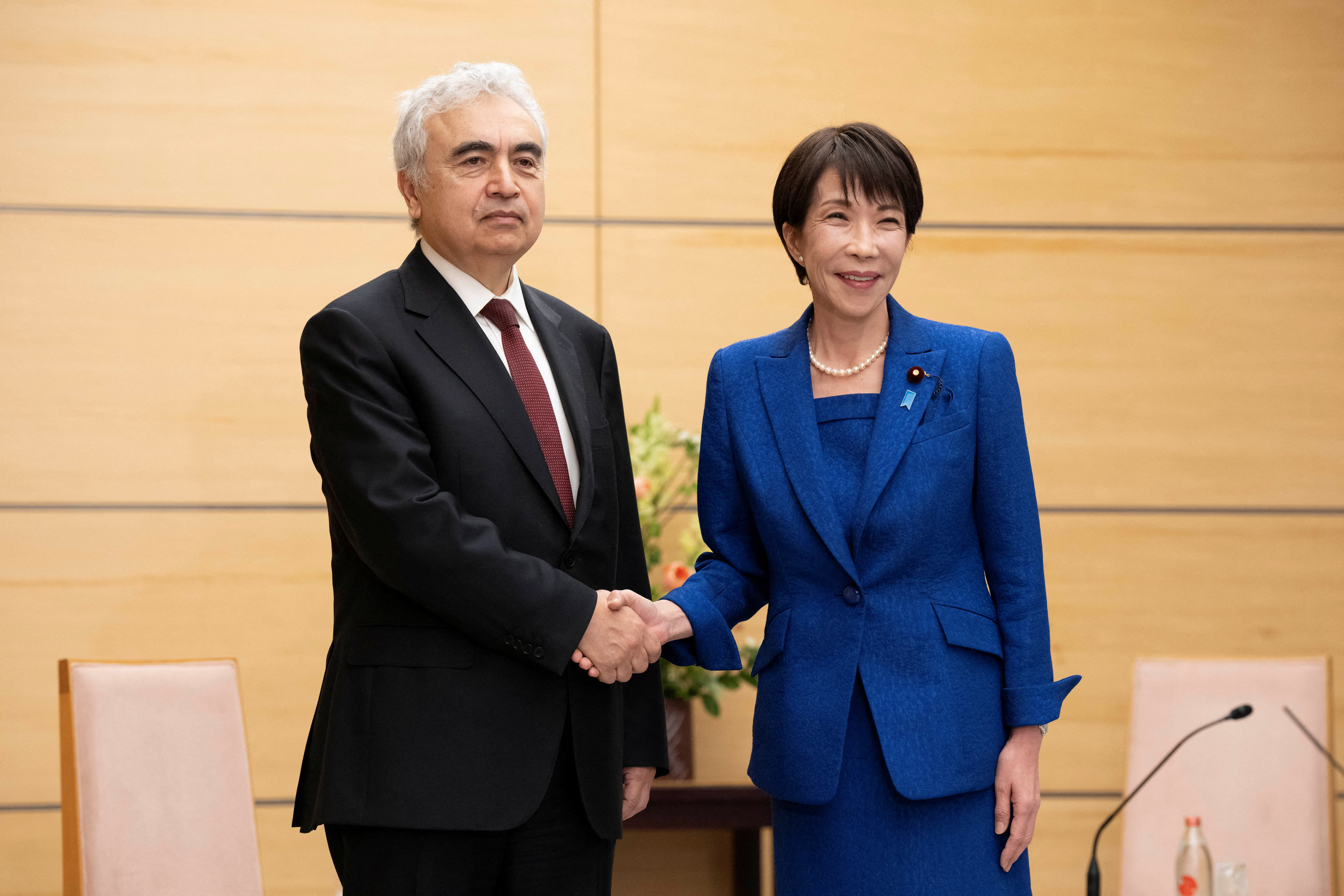 Japan's Prime Minister Sanae Takaichi and Executive Director of the International Energy Agency (IEA) Fatih Birol meet in Tokyo