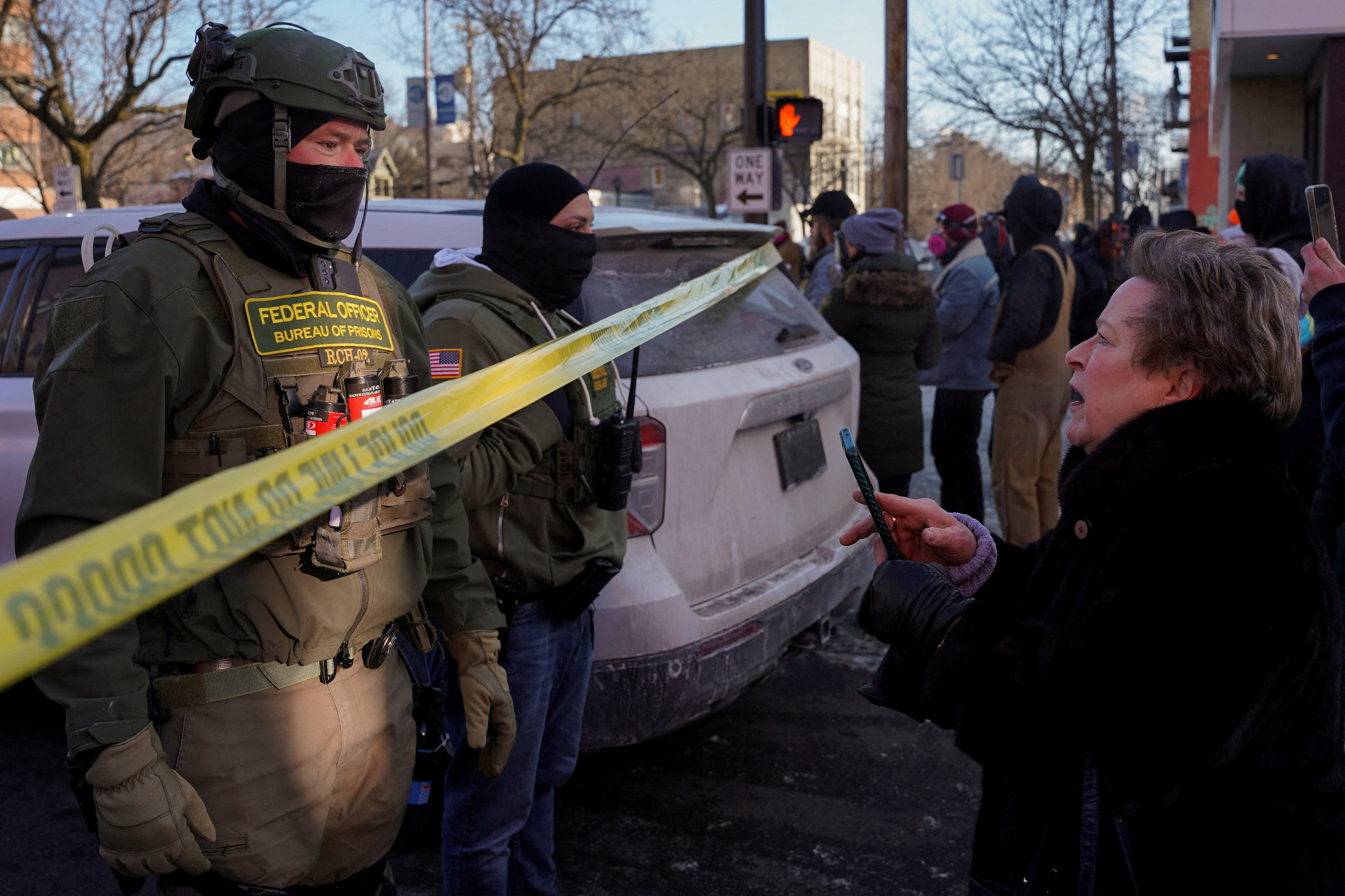 FILE PHOTO: Protest against ICE after federal agents fatally shot a man while trying to detain him, in Minneapolis