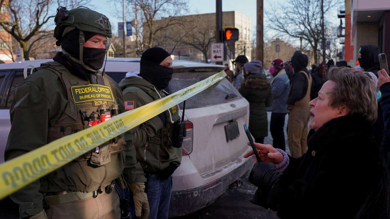 FILE PHOTO: Protest against ICE after federal agents fatally shot a man while trying to detain him, in Minneapolis