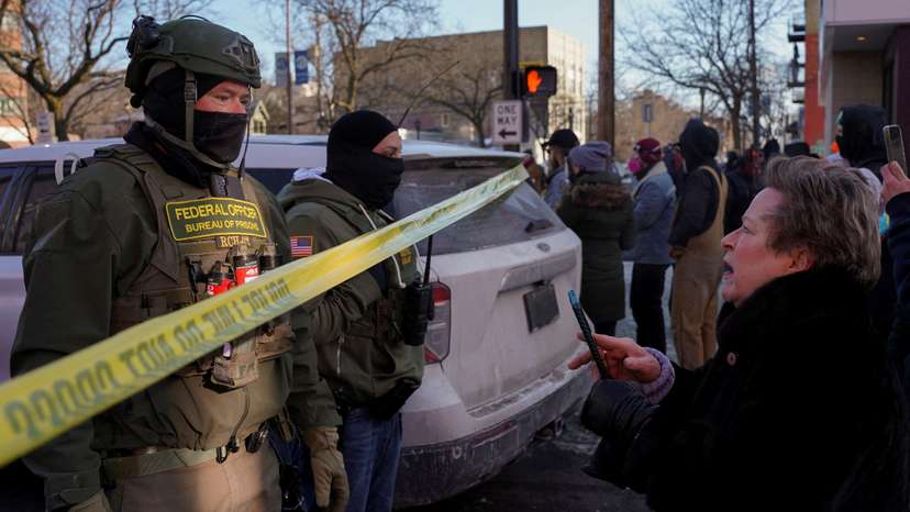 FILE PHOTO: Protest against ICE after federal agents fatally shot a man while trying to detain him, in Minneapolis