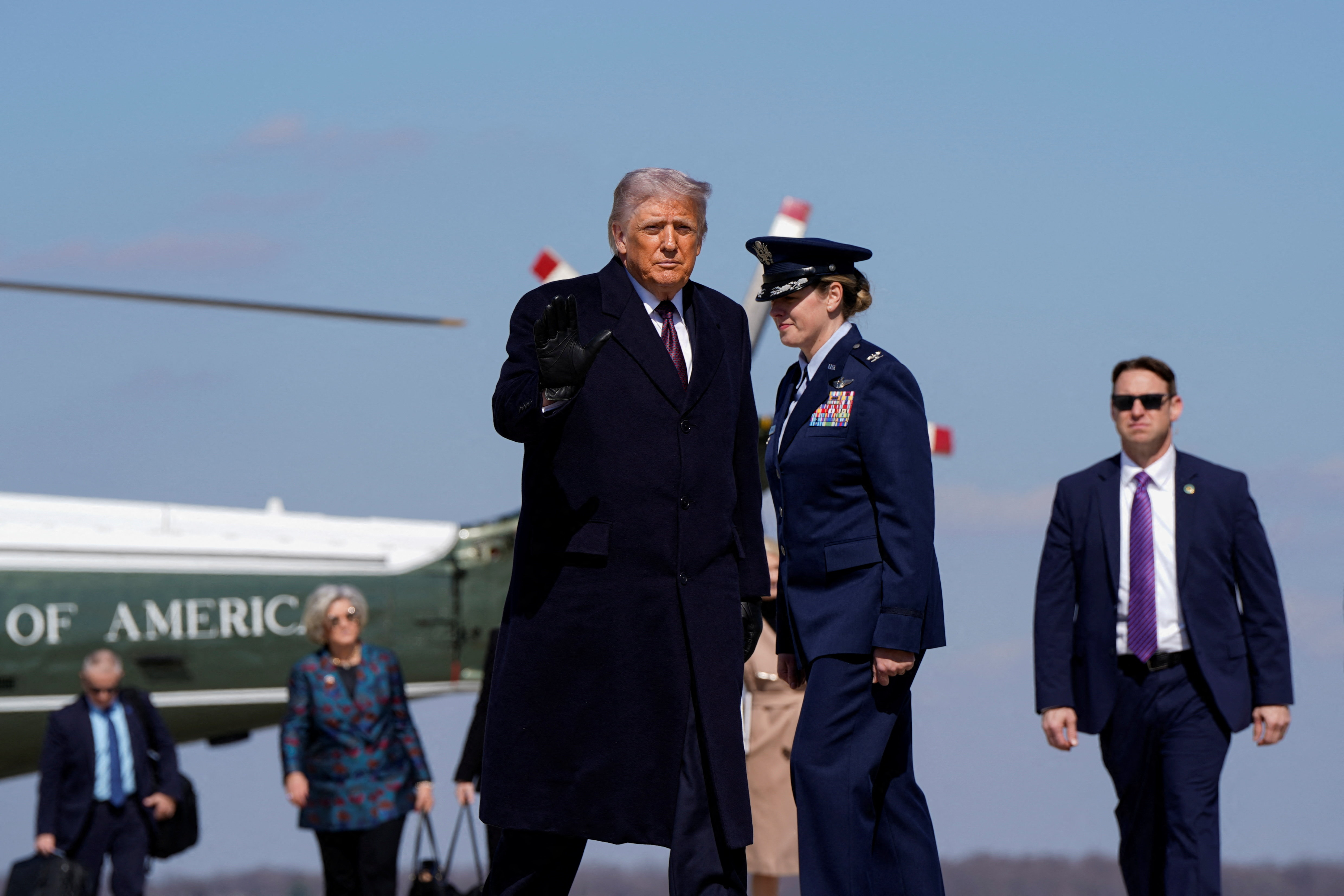 U.S. President Donald Trump boards Air Force One as he departs for Corpus Christi, Texas