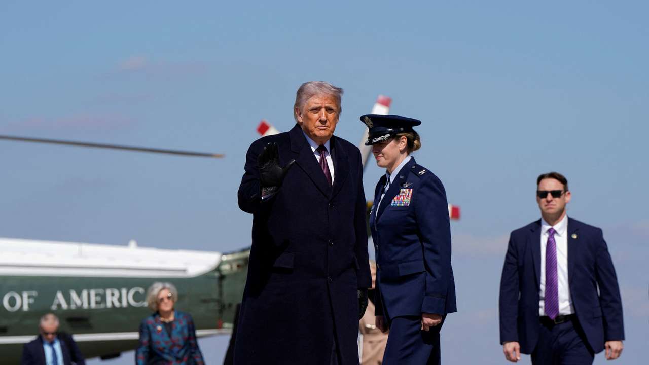 U.S. President Donald Trump boards Air Force One as he departs for Corpus Christi, Texas