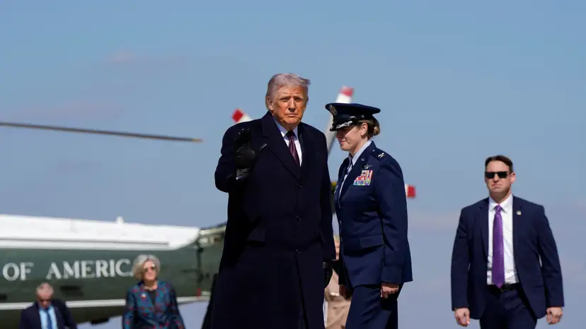 U.S. President Donald Trump boards Air Force One as he departs for Corpus Christi, Texas