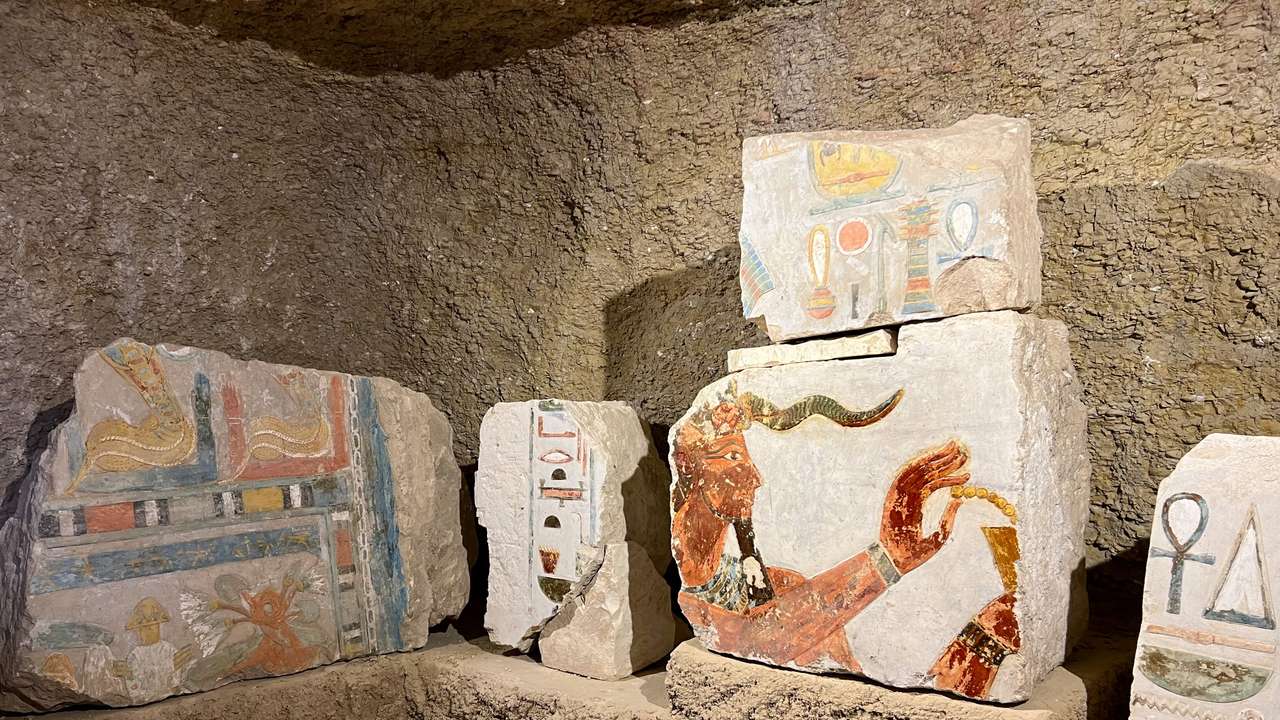 Artefact is displayed inside the tomb of Jehuti-Mes, near the Queen Hatshepsut Valley Temple's in Luxor