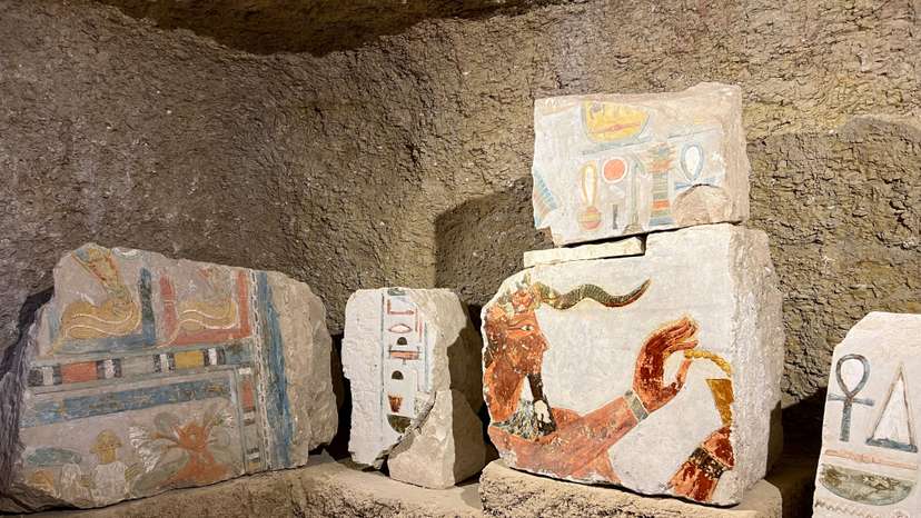 Artefact is displayed inside the tomb of Jehuti-Mes, near the Queen Hatshepsut Valley Temple's in Luxor