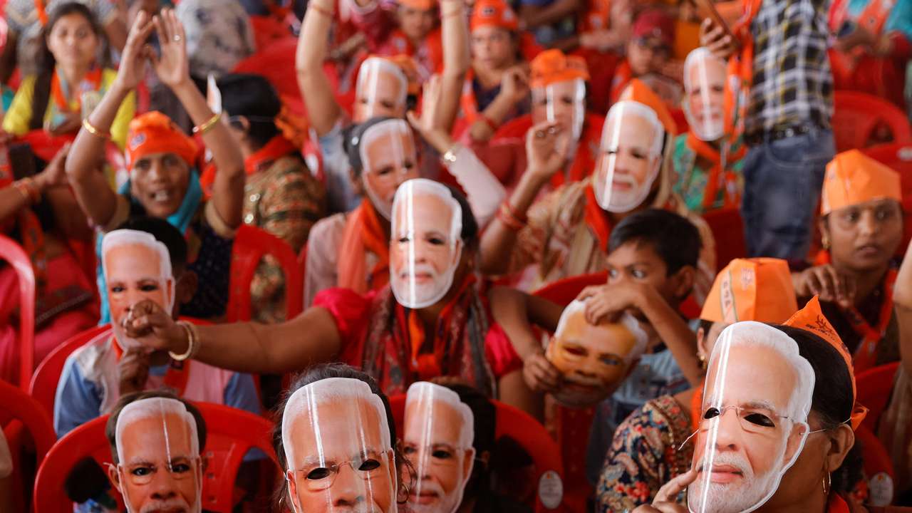 Indian PM Modi attends an election campaign rally, in Meerut