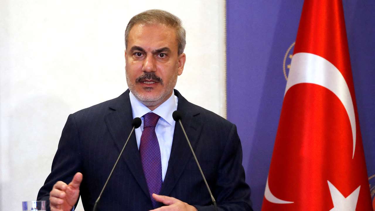 FILE PHOTO: Turkish Foreign Minister Fidan speaks during a press conference in Istanbul