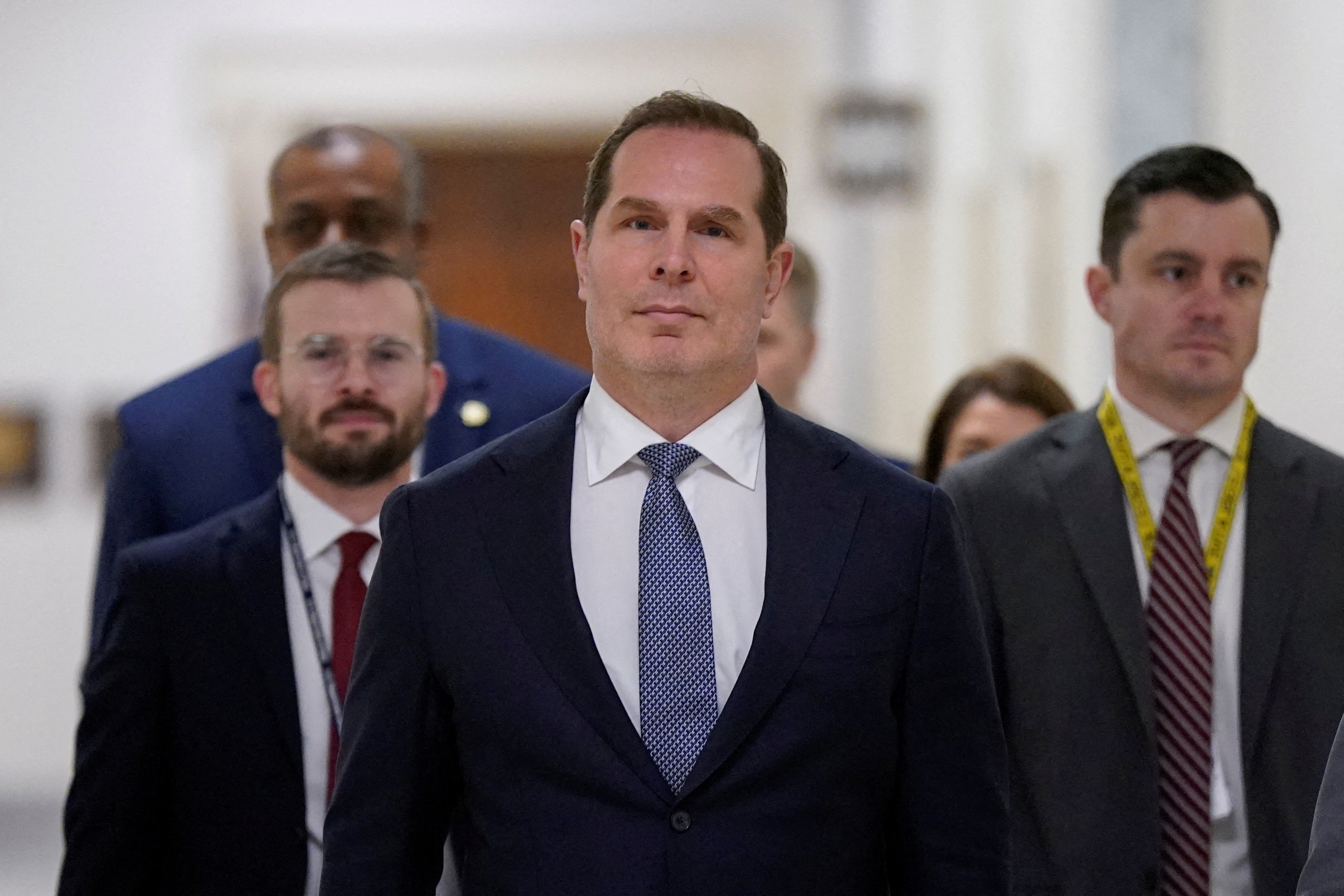 FILE PHOTO: Pete Marocco, deputy administrator-designate at the USAID, meets with members of Congress to discuss foreign assistance on Capitol Hill in Washington