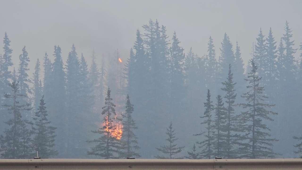 Wildfire burns in Jasper