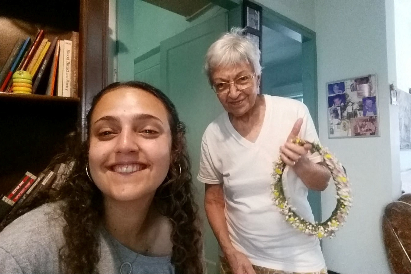 Romi Gonen, who was kidnapped from the Nova festival in the deadly October 7 attack by Palestinian Islamist group Hamas, is pictured with her grandmother Dvora Leshem in a handout image