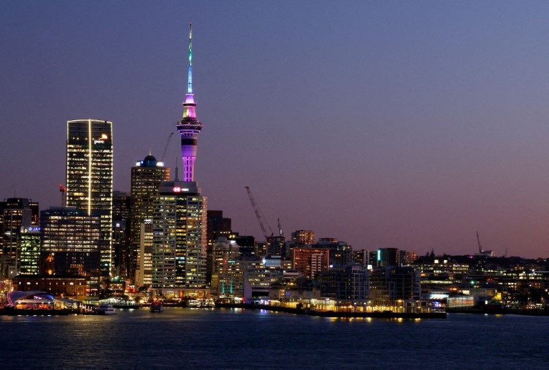 FILE PHOTO: Auckland's skyline is seen at sunset