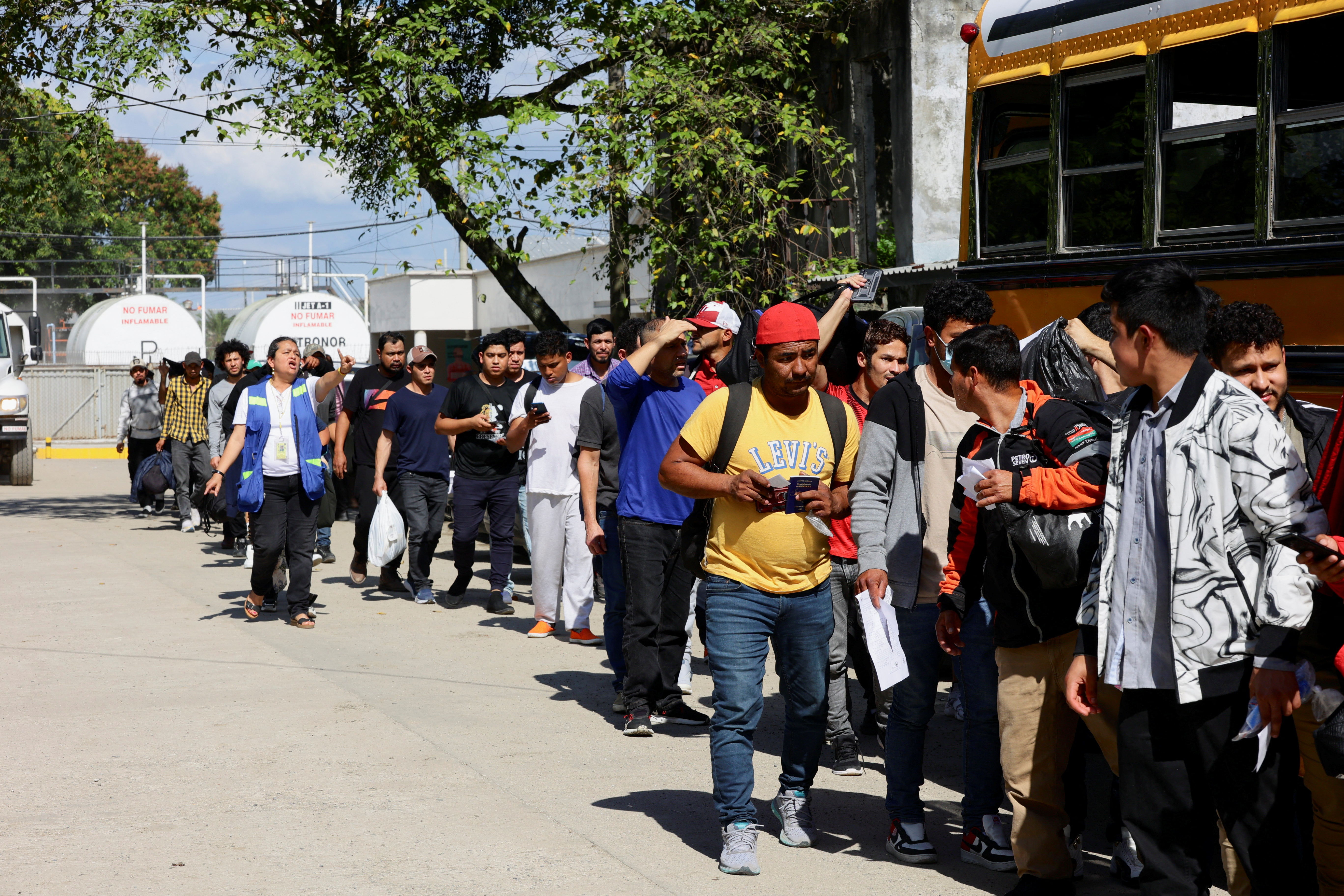 Honduran migrants deported from the U.S. arrive to San Pedro Sula