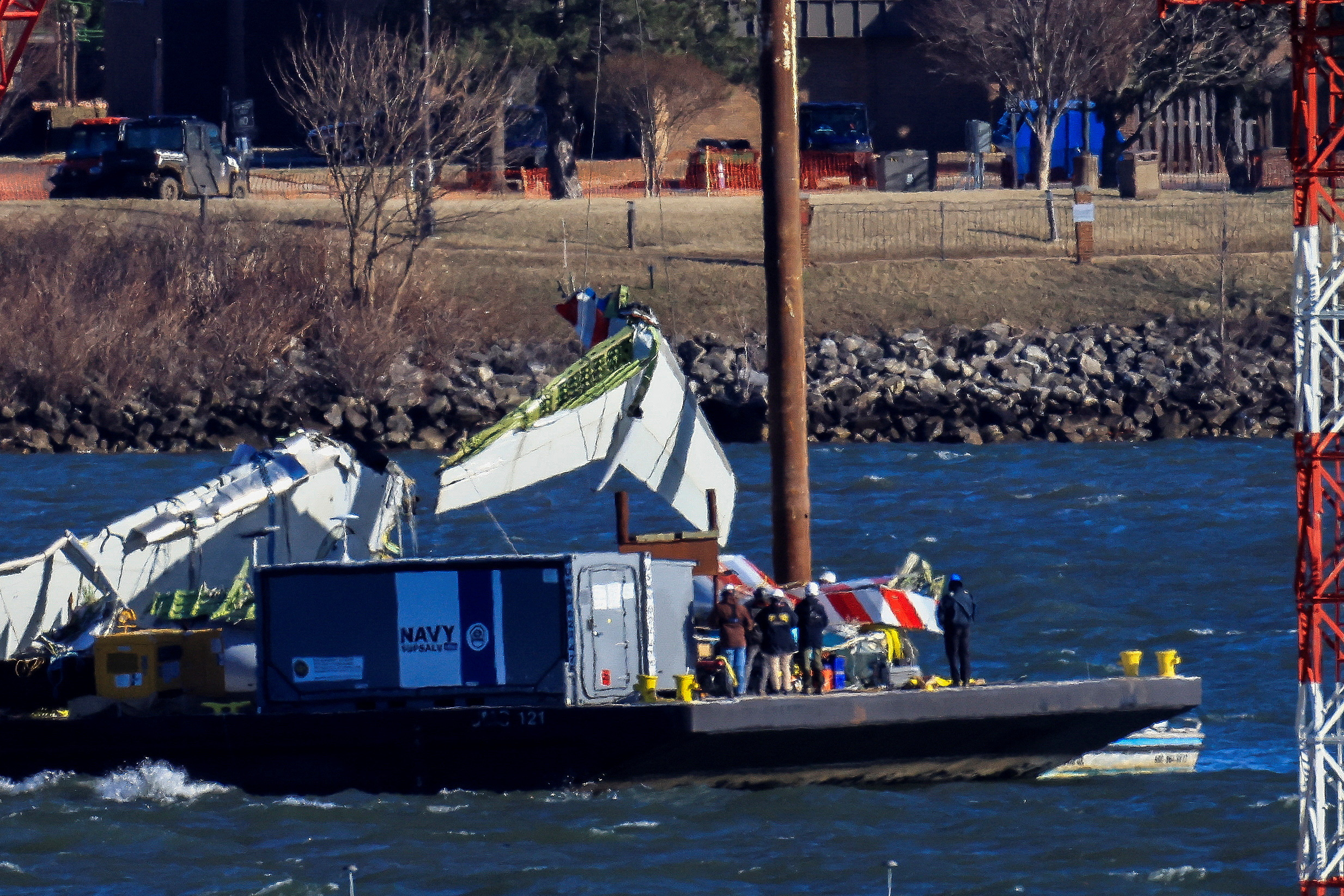 Aftermath of American Eagle flight 5342 crash in the Potomac River near Ronald Reagan Washington National Airport