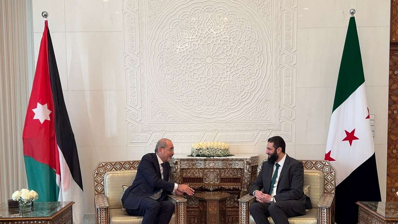 Jordan's Foreign Minister Ayman Safadi meets with Syria's de facto new ruler Ahmed al-Sharaa in Damascus