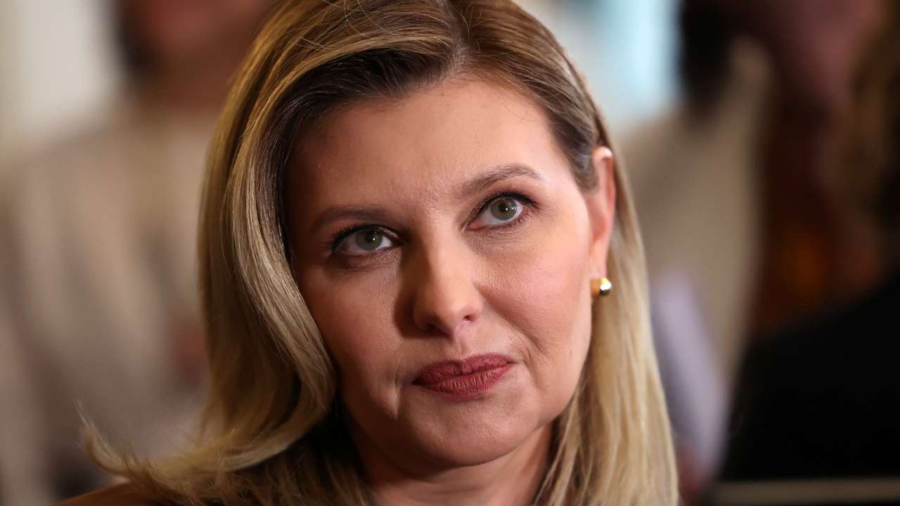 British Prime Minister Rishi Sunak's wife, Akshata Murthy, meets Ukrainian President Volodymyr Zelenskiy's wife, Olena Zelenska at Downing Street