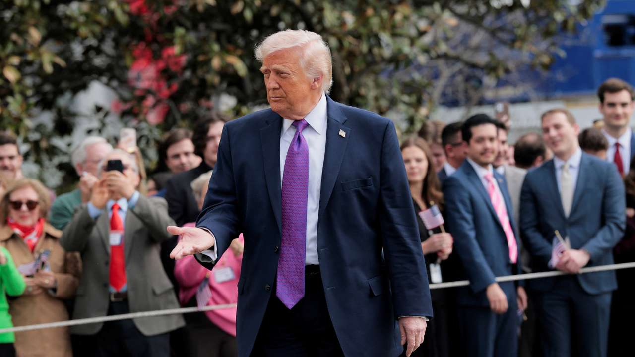 U.S. President Donald Trump departs the White House
